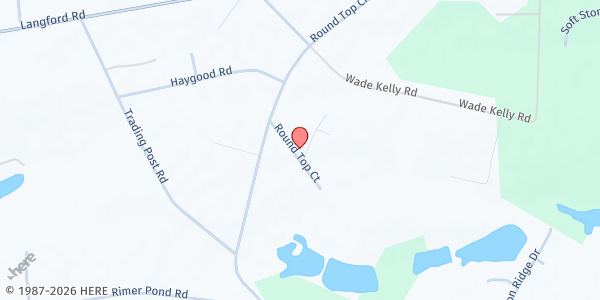 Map showing Round Top Baptist Church at 111 Round Top Court, Blythewood, SC