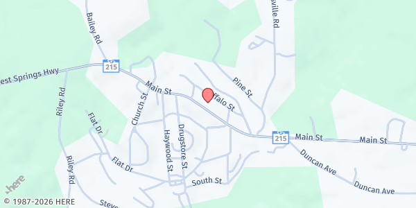 Map showing Buffalo Baptist Church at 1424 Main St., Buffalo, SC