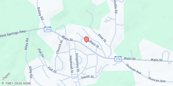 Map showing Mon Aetna Food Ministry-Buffalo Baptist at 1424 Main St, Buffalo, SC