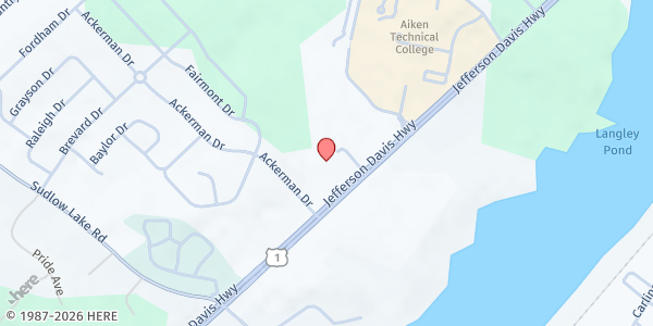 Map showing Langley Church of God at 2444 Jefferson Davis Hwy., Burnettown, SC