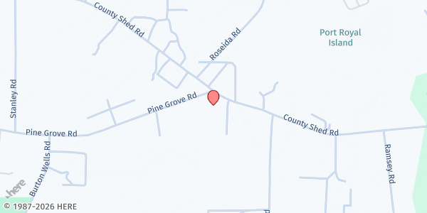 Map showing Bethel Deliverance Temple at 239 County Shed Rd., Burton, SC