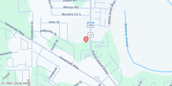 Map showing Community Bible Church of Beaufort at 658 Parris Island Gateway, Burton, SC