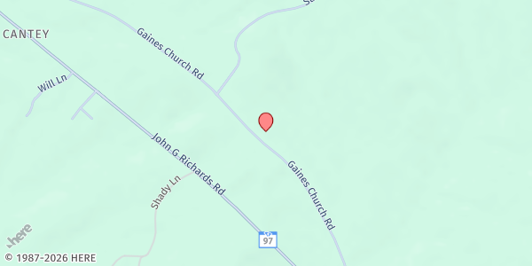 Map showing Gaines Baptist Church at 1026 Gaines Church Rd., Camden, SC