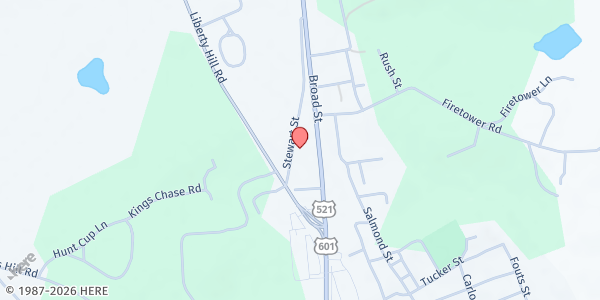 Map showing House of Prayer Ministry at 2629 Broad Street, Camden, SC