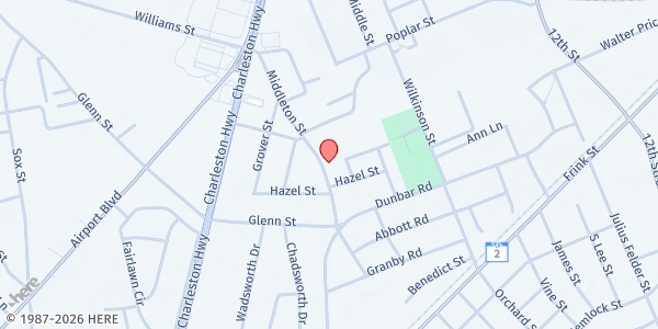 Map showing Mission Of Hope Ministries at 1819 Middleton St., Cayce, SC