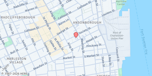 Map showing Ansonborough House at 71 Society St., Charleston, SC