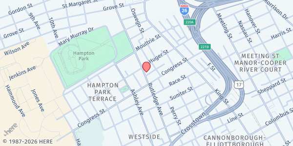 Map showing Calvary Baptist Church at 620 Rutledge Ave., Charleston, SC