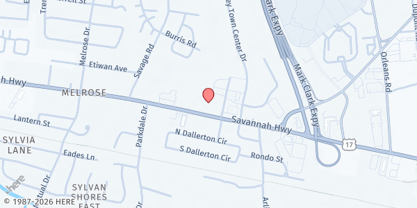 Map showing Charleston Hispanic Association at 2176 Savannah Hwy, Charleston, SC