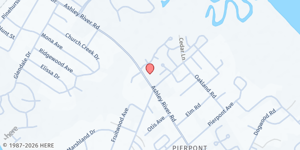 Map showing Charleston Recovery Center Pantry at 2578 Ashley River Rd Unit G, Charleston, SC