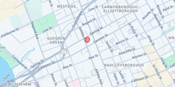 Map showing Church of the Holy Communion at 218 Ashley Ave, Charleston, SC