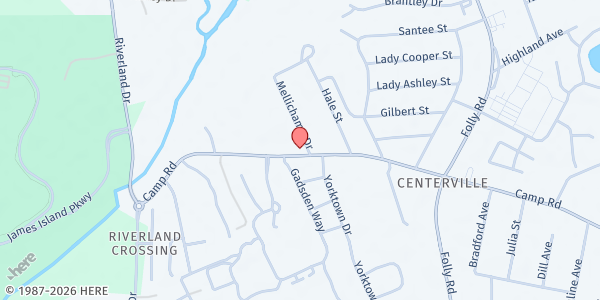 Map showing James Island Outreach at 1860 Camp Rd, Charleston, SC