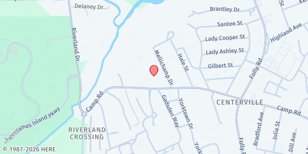 Map showing James Island Outreach at 1872-C Camp Rd., Charleston, SC