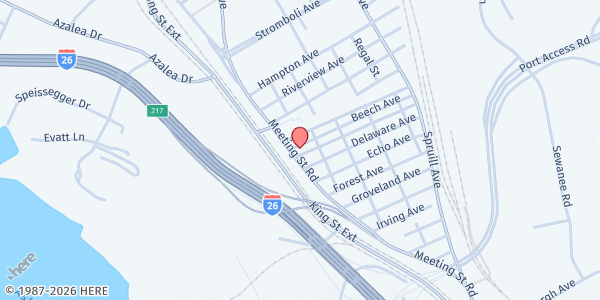 Map showing Mt. Olive Baptist CHS at 2416 Meeting Street Rd, Charleston, SC