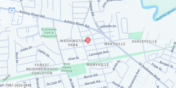 Map showing Mt. Sinai Holiness Church - Food Pantry at 1216 5th Ave., Charleston, SC