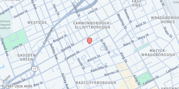Map showing New Cannon St. Baptist Church at 46 Cannon St., Charleston, SC