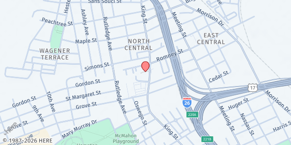 Map showing Palmetto Community Action Partnership at 1069 King St., Charleston, SC