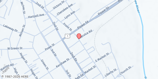 Map showing Chesterfield-Marlboro Economic Opportunity Council - Cheraw at 318-322 Front ST, Cheraw, SC