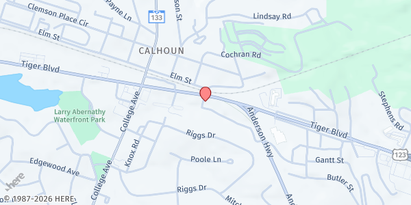 Map showing Clemson Community Care at 105 Anderson Hwy., Clemson, SC