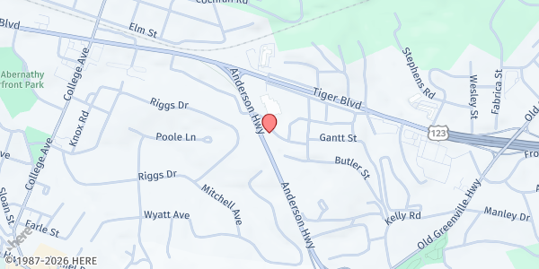 Map showing Clemson Community Care at 105 Anderson Hwy, Clemson, SC