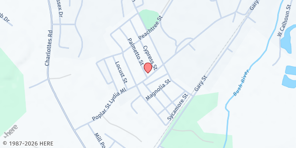 Map showing Refuge of Worship Non-Denominational Ministries at 99 Palmetto Street, Clinton, SC