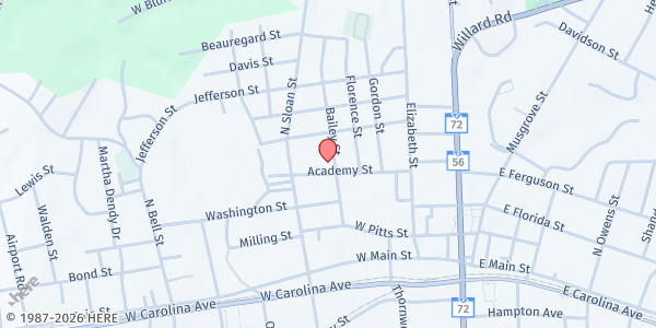 Map showing United Ministries of Clinton at 500 Academy Street, Clinton, SC