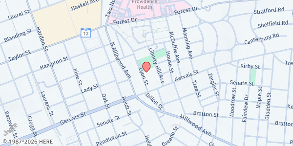 Map showing Bethlehem Baptist Church (Columbia) at 1218 Lyon St., Columbia, SC