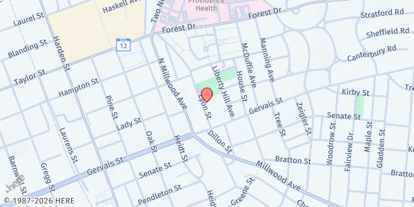 Map showing Bethlehem Baptist-Columbia at 1218 Lyon Street, Columbia, SC