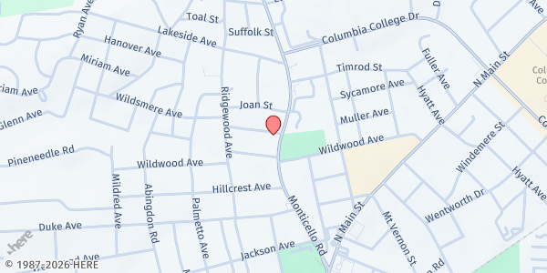 Map showing Capital City Church at 628 Muller Ave., Columbia, SC