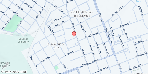 Map showing Christ Central Columbia at 2401 Main St., Columbia, SC