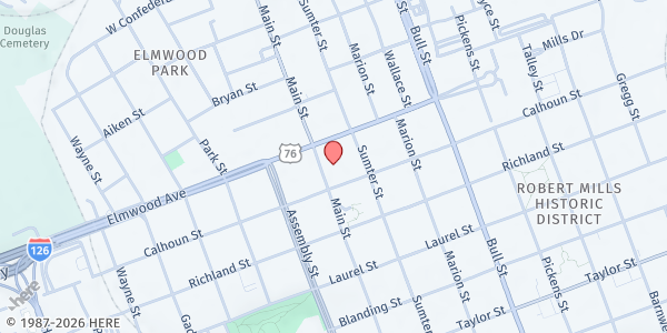 Map showing Christ Central Concessions of Hope at 2018-B Main Street, Columbia, SC