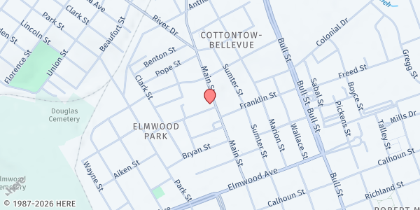 Map showing Christ Central Ministries, Inc - Columbia at 2401 Main Street, Columbia, SC