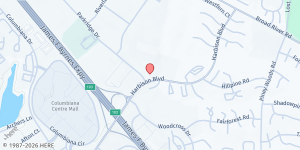 Map showing Christus Victor Lutheran Church at 400 Harbison Blvd., Columbia, SC