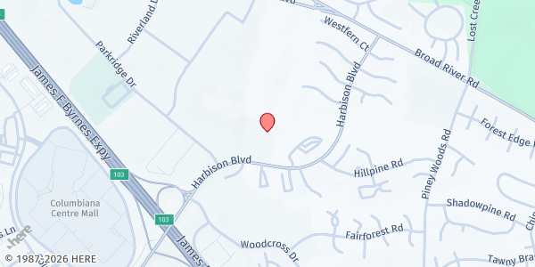 Map showing Grace United Methodist Church at 410 Harbison Blvd., Columbia, SC