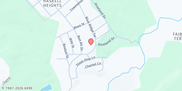 Map showing Haskell Heights First Baptist Church at 1231 Blue Ridge Terrace, Columbia, SC
