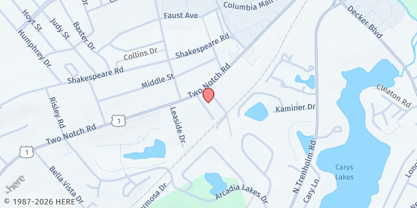 Map showing Life Living Ministries at 6708 Two Notch Rd., Columbia, SC