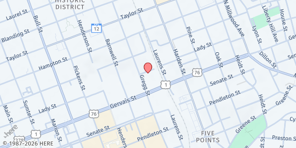 Map showing New Ebenezer Baptist Church at 1236 Gregg St., Columbia, SC