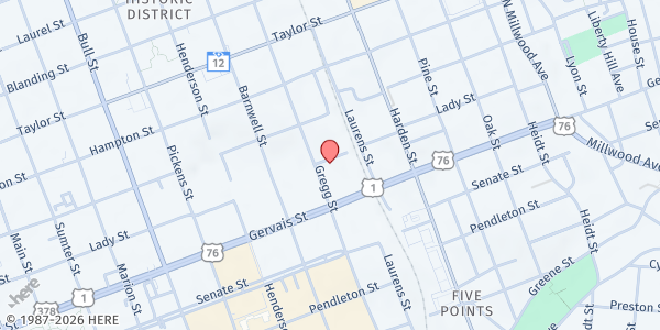 Map showing New Ebenezer Baptist Church - Columbia at 1236 Gregg Street, Columbia, SC
