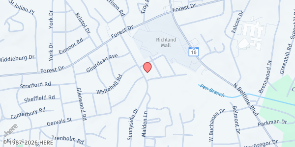 Map showing NorthStar Center of Hope at 1410 Sunnyside Drive, Columbia, SC