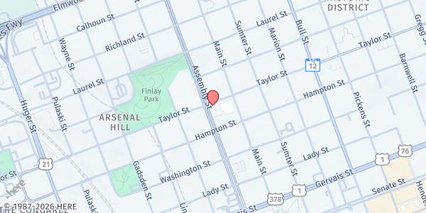 Map showing Oliver Gospel Mission at 1100 Taylor Street, Columbia, SC