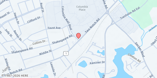 Map showing Rehoboth United Methodist Church at 6911 Two Notch Rd., Columbia, SC