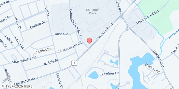 Map showing Rehoboth United Methodist Church at 6911 Two Notch Road, Columbia, SC