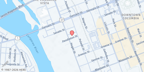 Map showing Restoration 803 at 1006 Huger St., Columbia, SC