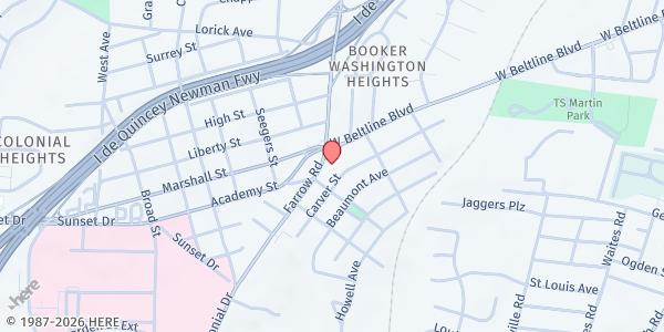 Map showing St. John Baptist at 3404 West Beltline Blvd, Columbia, SC