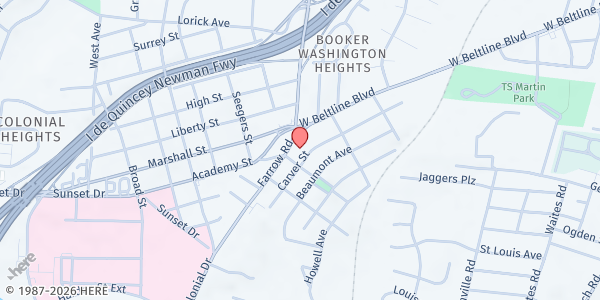 Map showing St. John's Baptist Church at 3404 W. Beltline, Columbia, SC