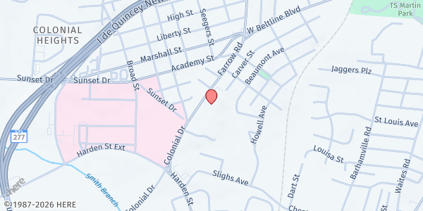 Map showing The Salvation Army of the Midlands at 3024 Farrow Rd., Columbia, SC