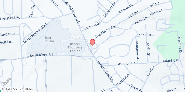 Map showing Virginia Wingard UMC at 1500 Broad River Rd., Columbia, SC