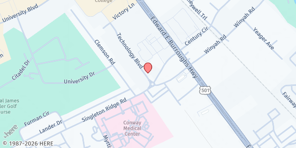 Map showing Catholic Charities of the Pee Dee - Conway at 2294 Technology Blvd, Conway, SC