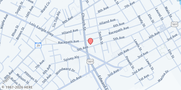 Map showing Cherry Hill Missionary Baptist Church at 504 Church St., Conway, SC