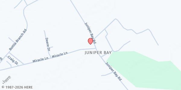 Map showing Juniper Bay Baptist Church at 5265 Juniper Bay Rd, Conway, SC