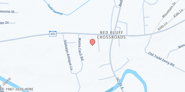 Map showing Waccamaw Baptist Church at 7160 SC-905, Conway, SC